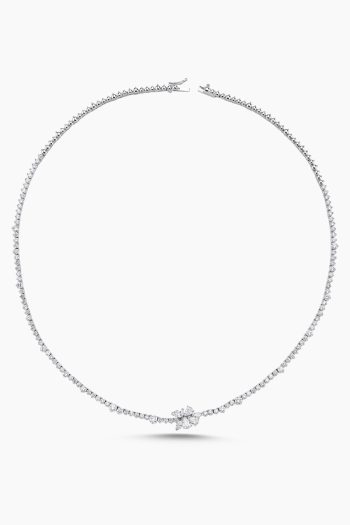 18 Ayar Beyaz Altın Taşlı Damla Markiz Kesim Pırlanta Kolye