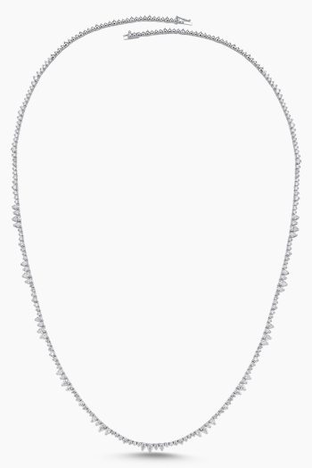 18 Ayar Beyaz Altın Damla Kesim Pırlanta Su Yolu Kolye