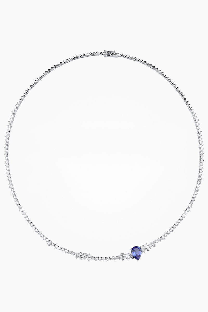 PGR0039_talas 18 Ayar Beyaz Altın 2.76 Karat Pırlanta Su Yolu Kolye - Görsel 1