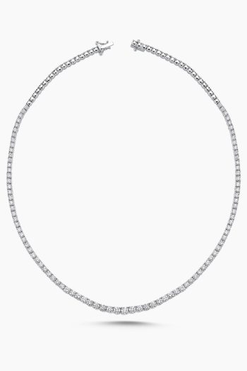 18 Ayar Beyaz Altın 7.40 Karat Pırlanta Su Yolu Kolye