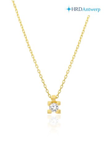 18 Ayar Altın 0.13 Karat Tektaş Kalın Tırnaklı Pırlanta Kolye