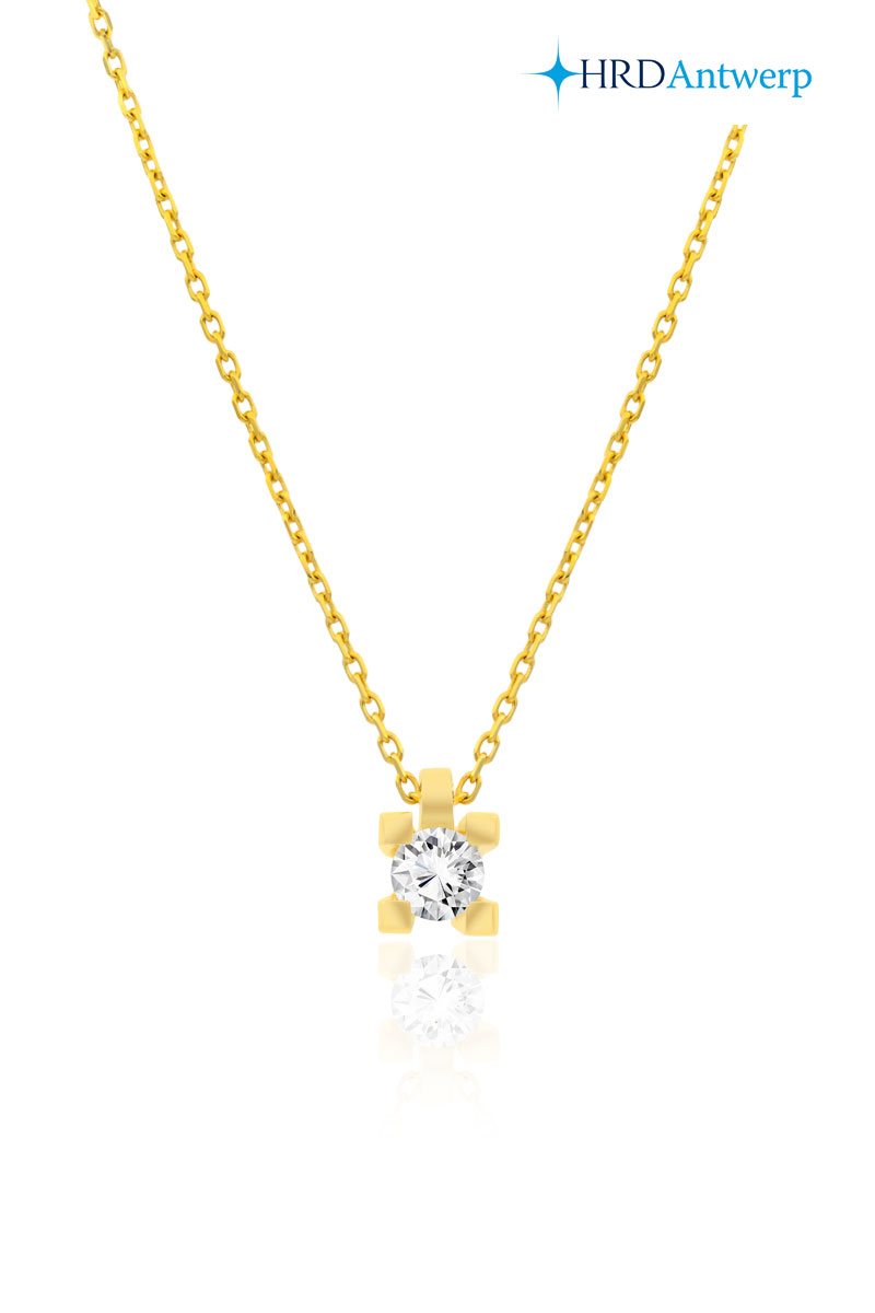 0.26 Karat Sertifikalı Pırlanta Tektaş Kalın Tırnaklı Kolye - PKL1039 18 Ayar Altın 0.26 Karat Tektaş Kalın Tırnaklı Pırlanta Kolye - Görsel 1