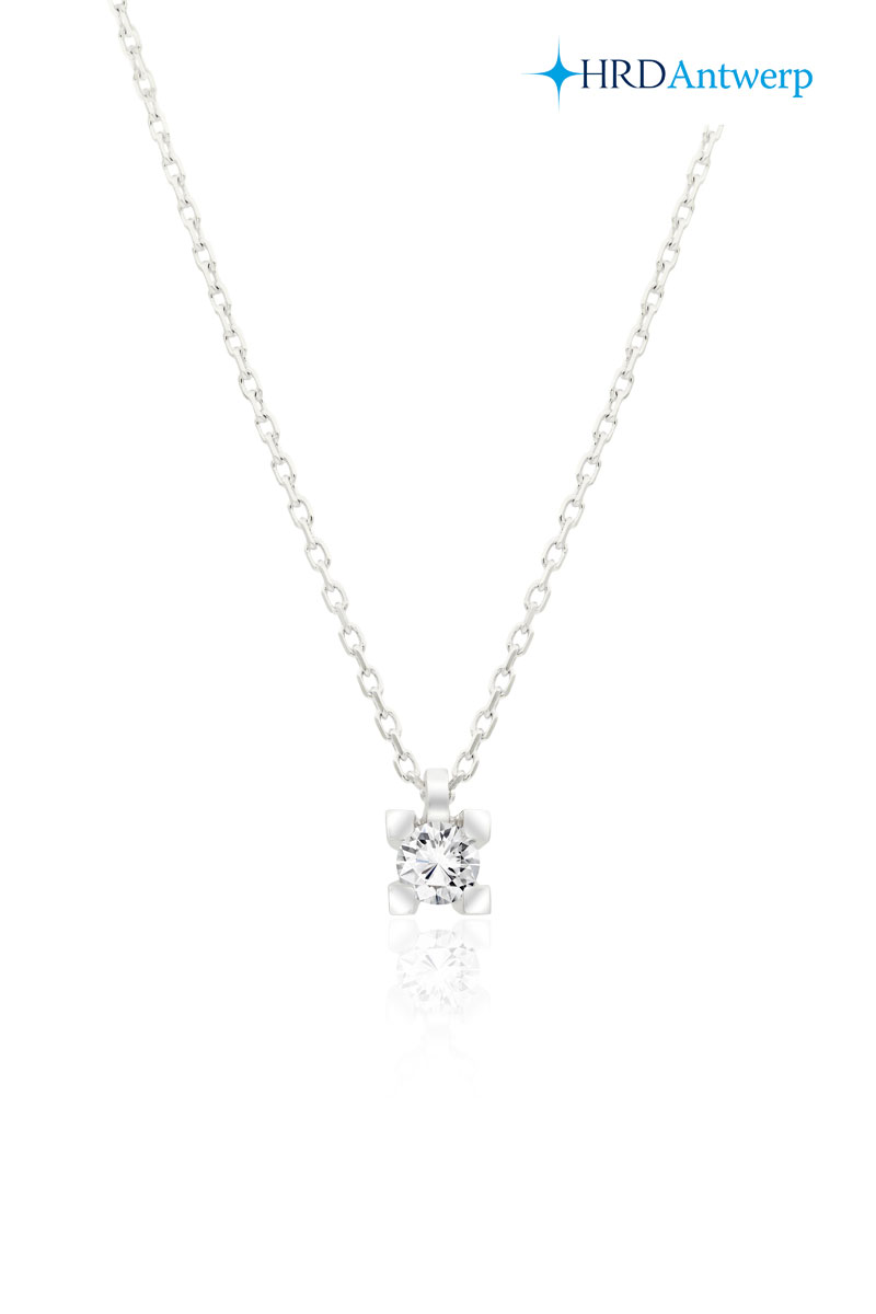 0.16 Karat Sertifikalı Pırlanta Tektaş Kalın Tırnaklı Kolye - PKL1040 18 Ayar Beyaz Altın 0.16 Karat Tektaş Kalın Tırnaklı Pırlanta Kolye - Görsel 1