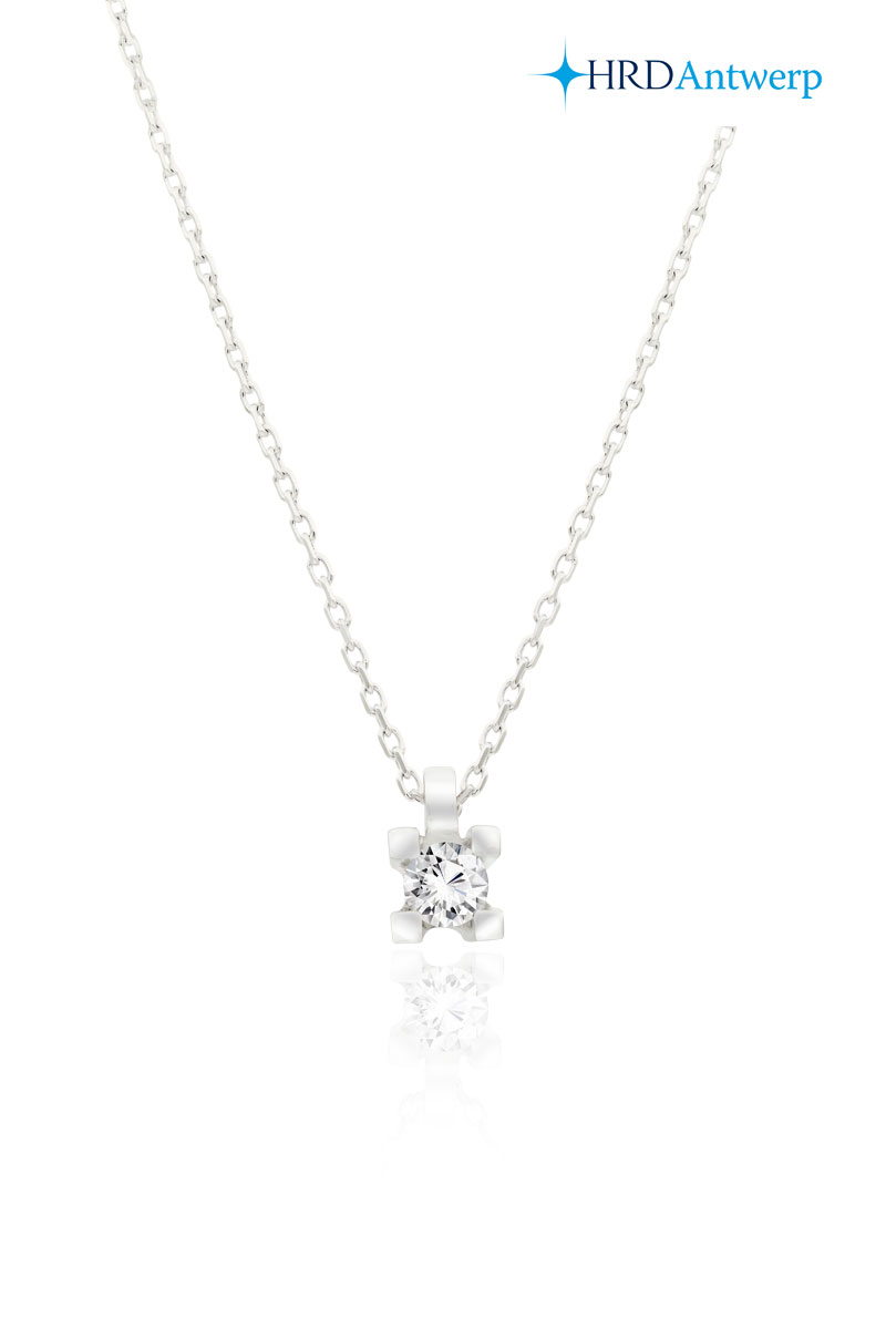 0.19 Karat Sertifikalı Pırlanta Tektaş Kalın Tırnaklı Kolye - PKL1042 18 Ayar Beyaz Altın 0.19 Karat Tektaş Kalın Tırnaklı Pırlanta Kolye - Görsel 1