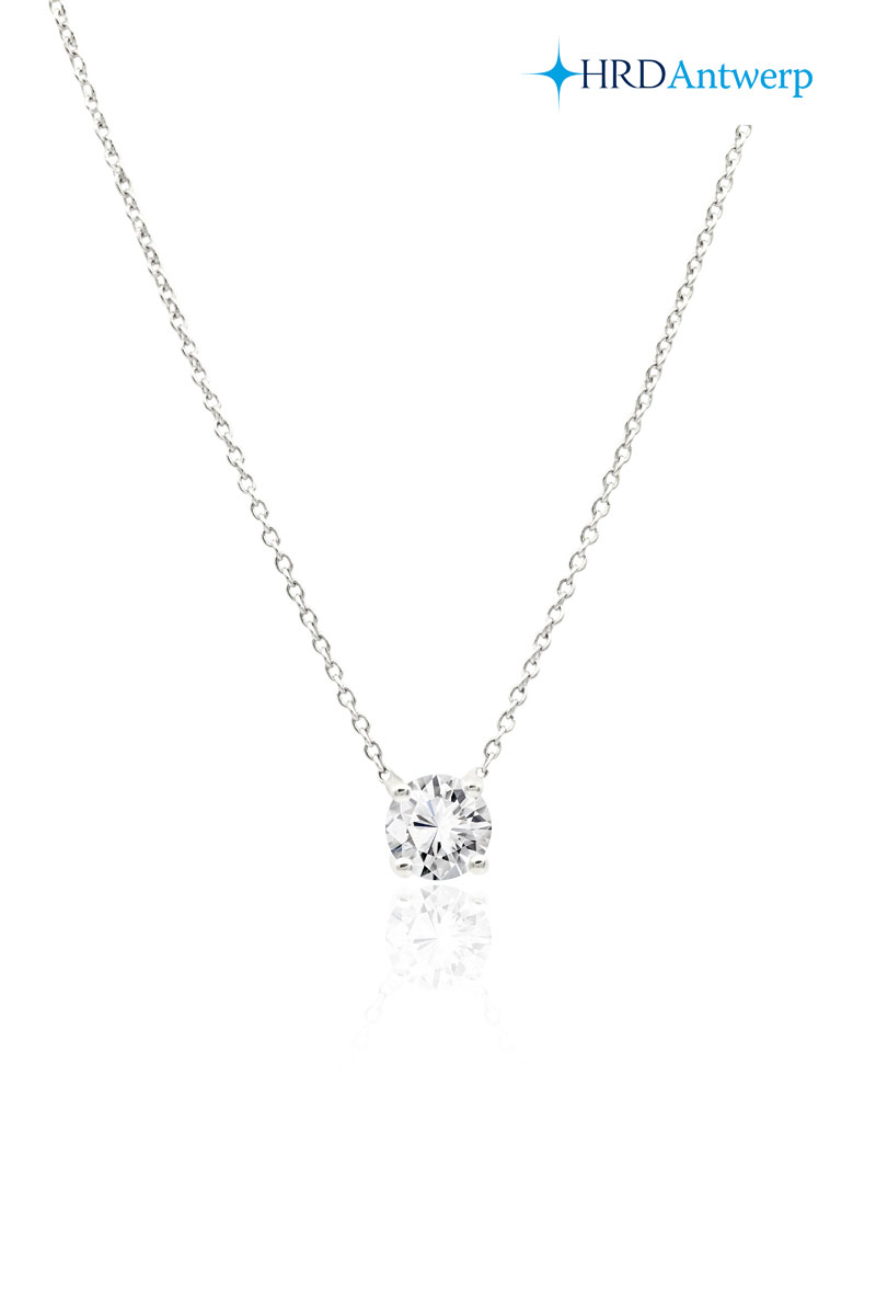 0.27 Karat Sertifikalı Pırlanta Tektaş İnce Tırnaklı Kolye - PKL1047 18 Ayar Beyaz Altın 0.27 Karat Tektaş İnce Tırnaklı Pırlanta Kolye - Görsel 1