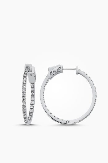 18 Ayar Beyaz Altın 1.04 Karat Pırlanta Su Yolu Küpe