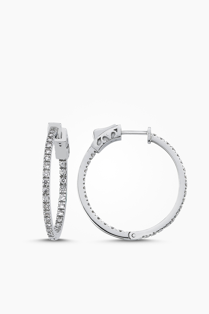 PKP0505 18 Ayar Beyaz Altın 1.04 Karat Pırlanta Su Yolu Küpe - Görsel 1