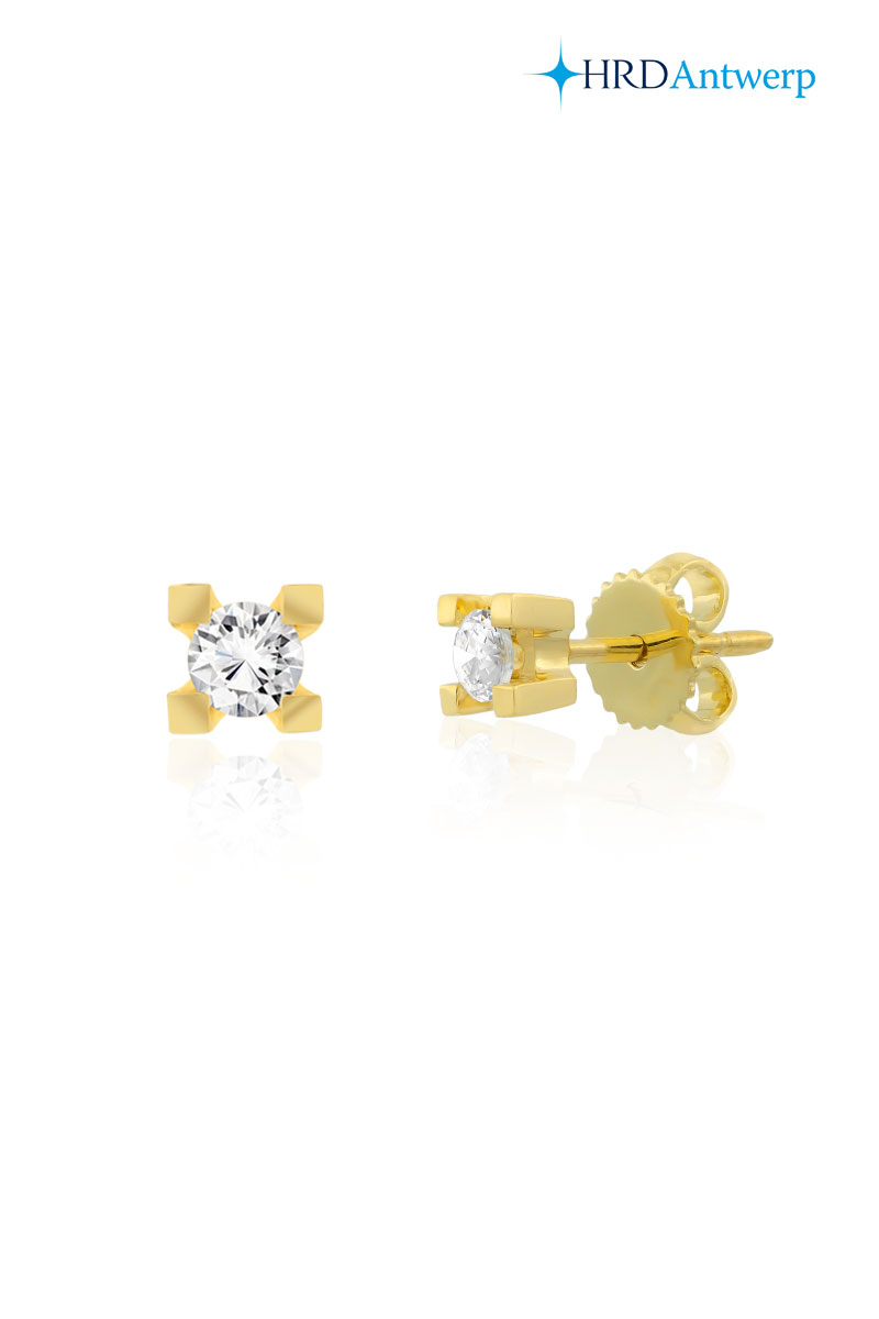 0.37 Karat Sertifikalı Pırlanta Tektaş Kalın Tırnaklı Küpe - PKP0736 18 Ayar Altın 0.37 Karat Tektaş Kalın Tırnaklı Pırlanta Küpe - Görsel 1