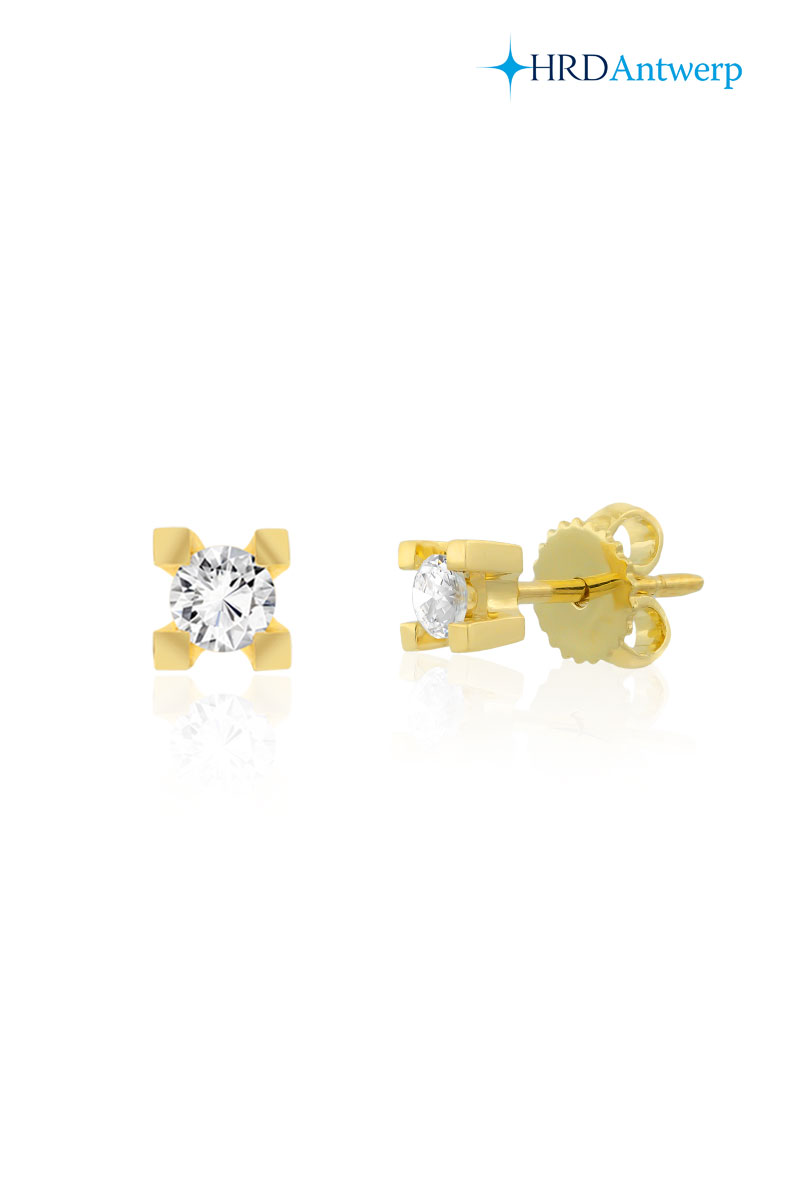 0.38 Karat Sertifikalı Pırlanta Tektaş Kalın Tırnaklı Küpe - PKP0738 18 Ayar Altın 0.38 Karat Tektaş Kalın Tırnaklı Pırlanta Küpe - Görsel 1