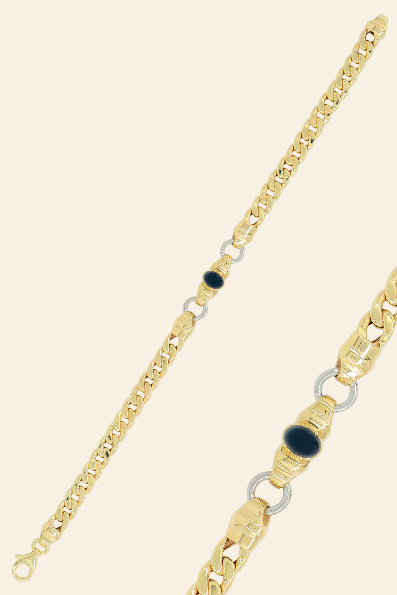 Altın Taşlı Zincir Bileklik - T0001781 14 Ayar Sarı Altın Taşlı Zincir Bileklik - Görsel 1