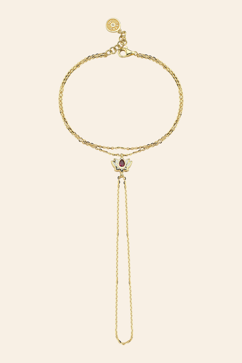 1527563 14 Ayar Sarı Altın Mineli Lotus Şahmeran Bileklik - Görsel 1