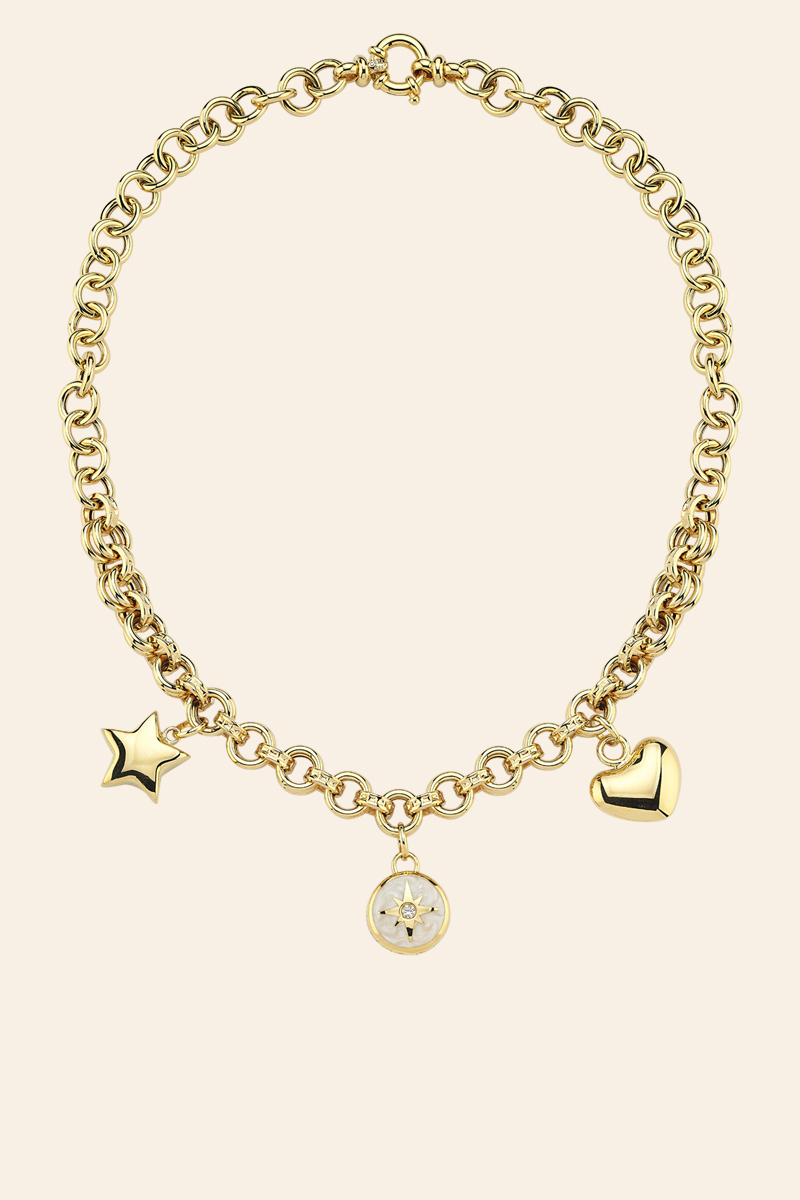 1532226 14 Ayar Sarı Altın Mineli Polaris Charm Koleksiyon Kolye - Görsel 1