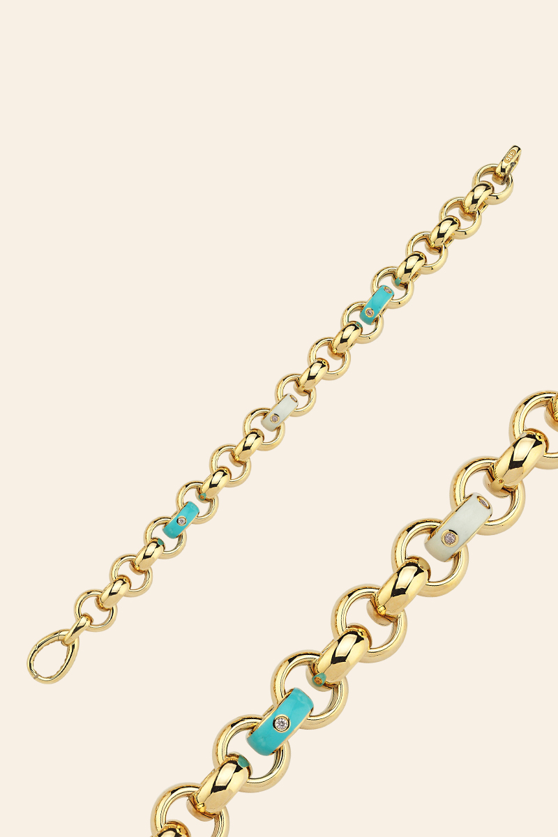 1536703 14 Ayar Sarı Altın Mineli Koleksiyon Bileklik - Görsel 1