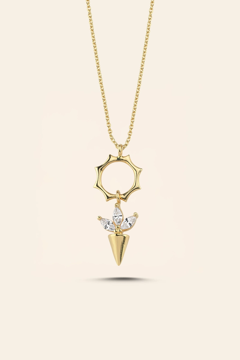 best846 14 Ayar Sarı Altın Kuzey Yıldızı Kolye - Görsel 1