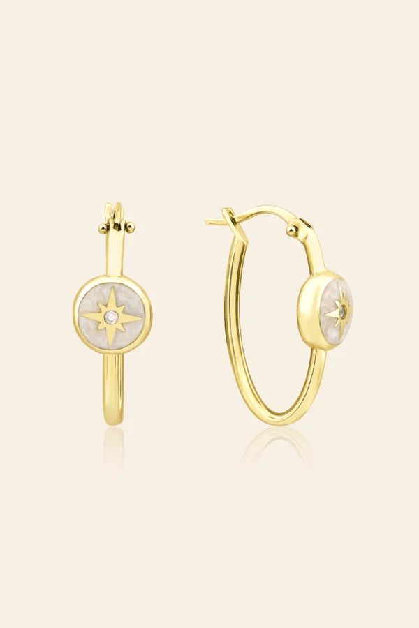 14 Ayar Sarı Altın Yıldız Motifli Halka Küpe